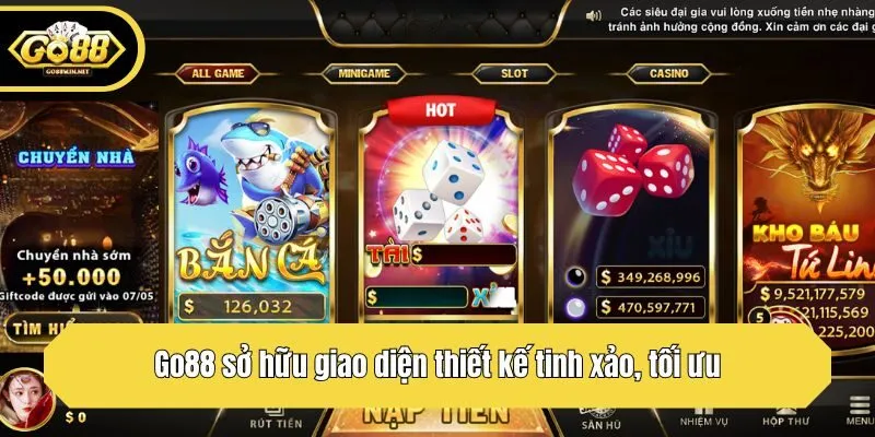 Go88 sở hữu giao diện thiết kế tinh xảo, tối ưu